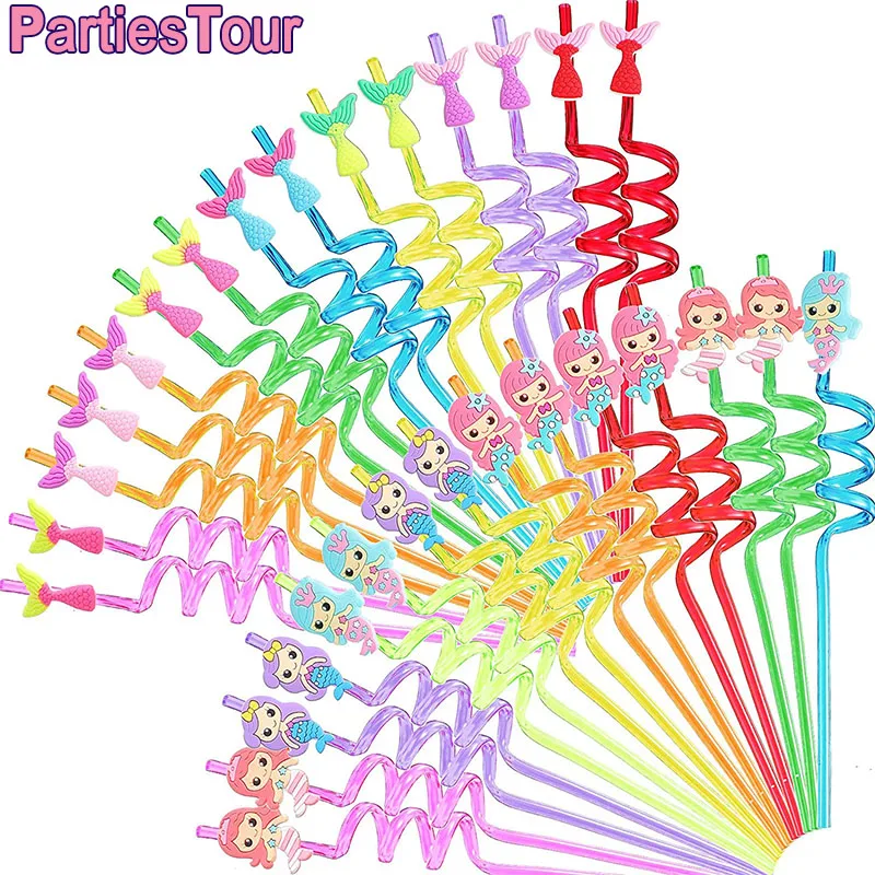 8 шт. многоразовые питьевые соломинки русалки пластиковые Русалка рыбий хвост