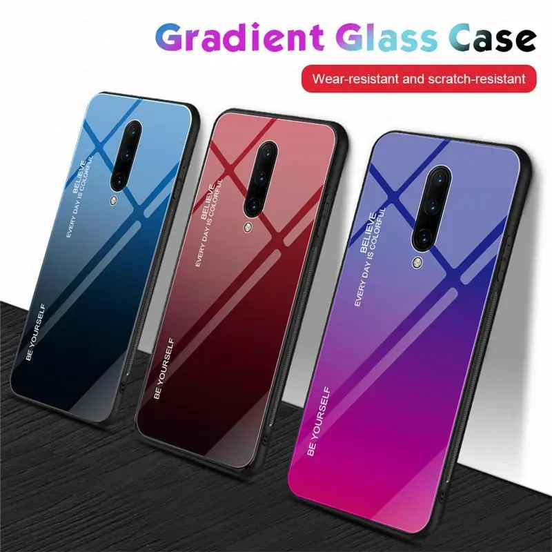 Стеклянный чехол с градиентными цветами для Oneplus 7T 7 Pro 6 6T противоударный защитный