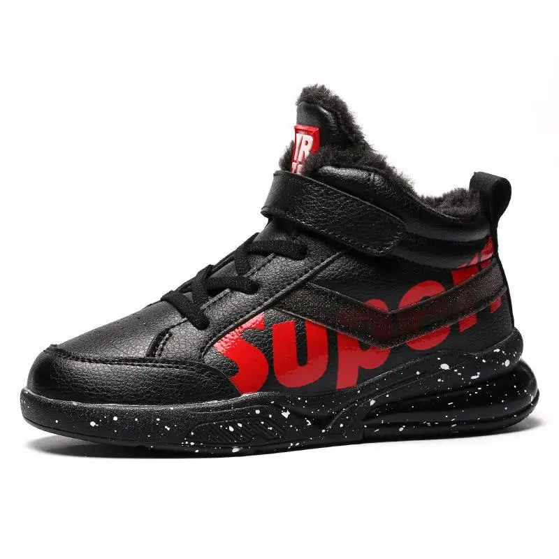 Зимние ботинки для мальчиков детская теплая обувь кожаные ботильоны модные