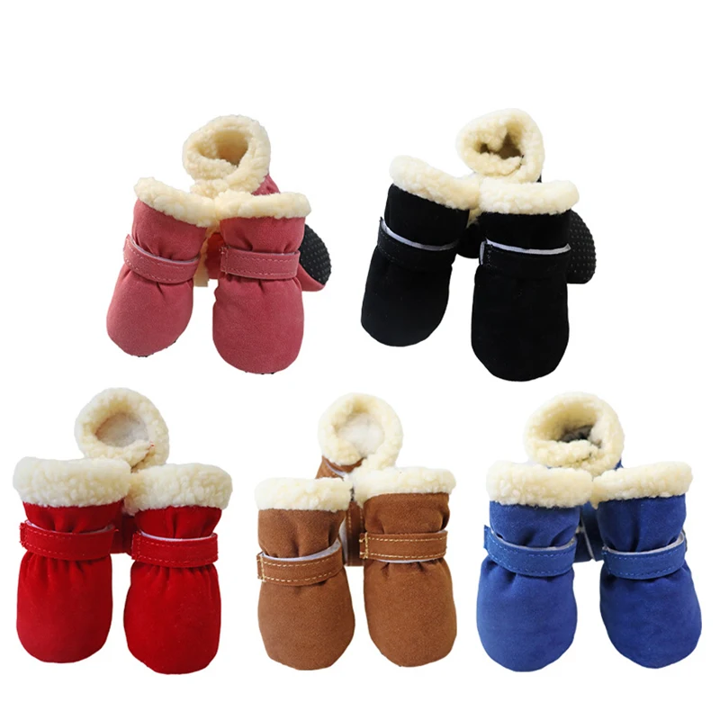 

4Pcs Pet Dog Shoes Winter Waterproof Thick Warm Anti-slip Rain Snow Boots Footwear For Chihuahua Small Dogs Pet Paw Protection