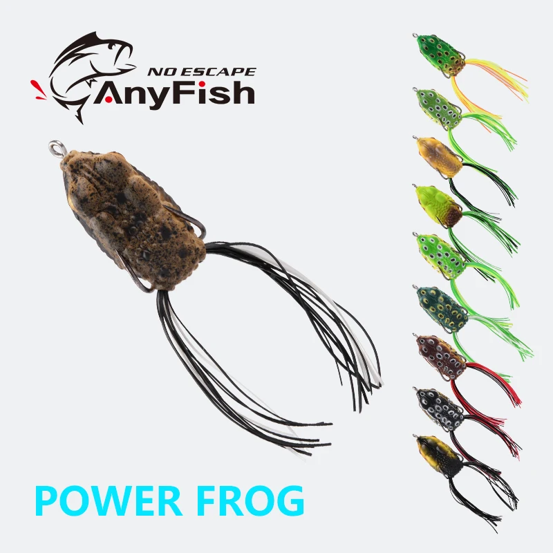 

ANYFISH POWER FROG Soft Fishing Lure 3.7cm/6.2g 4.2cm/7.5g Double Hooks 2 Models Artificial Bait Ray Frog Topwater Fishing Baits