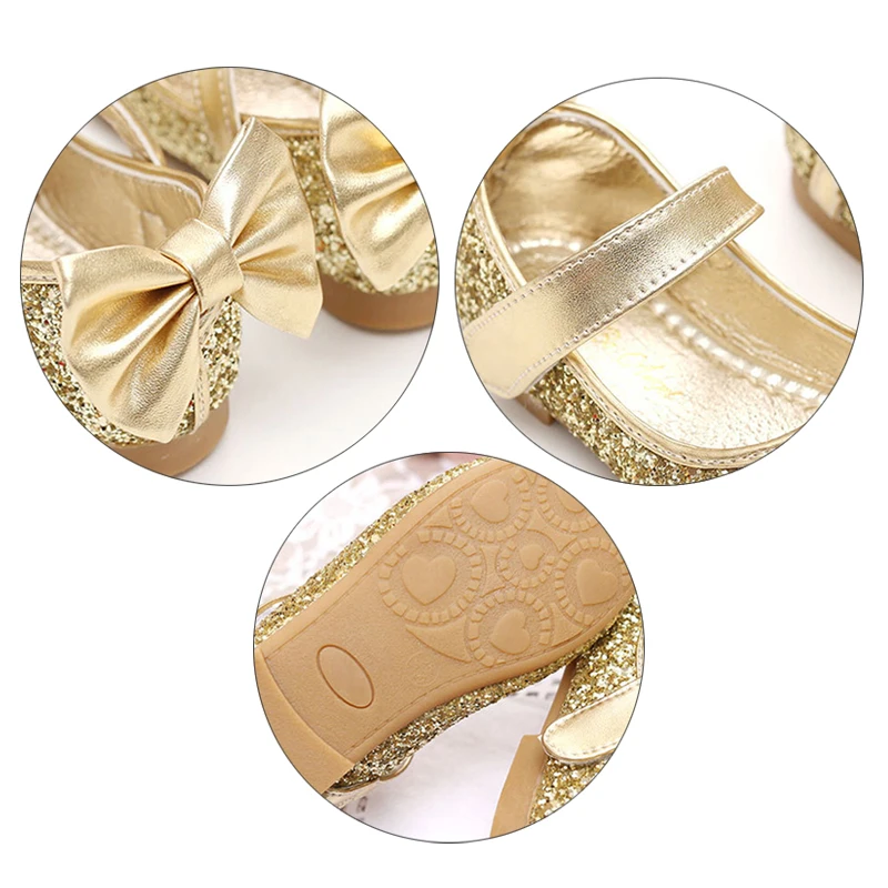 Детская обувь IYEAL из искусственной кожи с блестками блестящие золотистые туфли