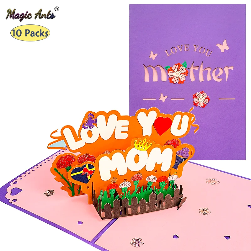 

10 Pack Mothers Day Card Pop-Up Birthday Card for Mom 3D Greeting Cards with Envelope from Daughter