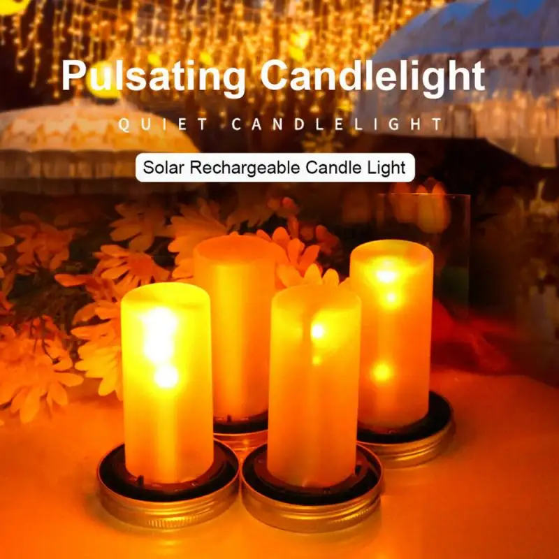 

4PCS Solar LED Mason Bottle Cap Lamp Simulation Flame Flashing Night Light Garden Wedding Courtyard Home Decoration Crafts