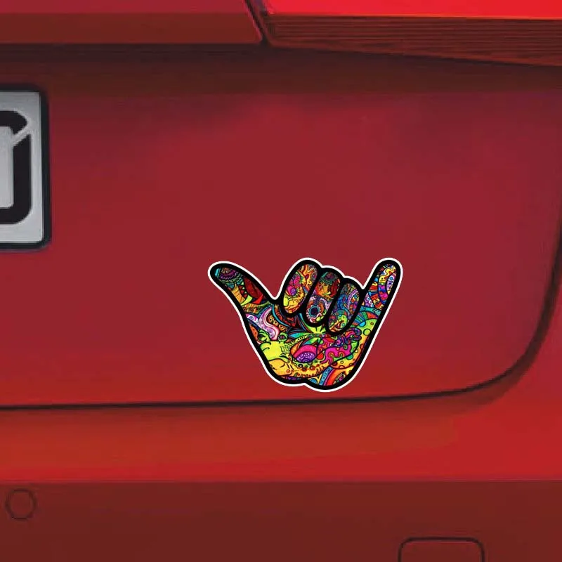 

12.7CM*8.9CM Shaka Hang Loose Graffiti Car Sticker Reflective Decal PVC 12-0484