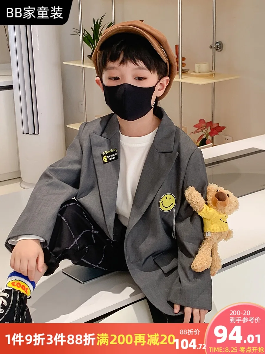 

Детский костюм, осень 2021, Детский костюм среднего и большого размера для мальчиков в стиле интернет-знаменитостей, детский костюм в британс...