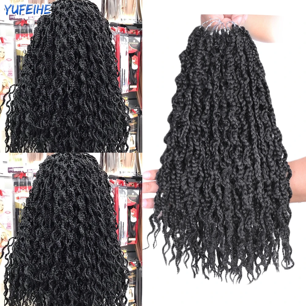 

22 Inch Ombre Brown Curly Synthetic Box Braiding Crochet Hair Heat Resistant Crochet Extensions Braiding Hair For Black Women