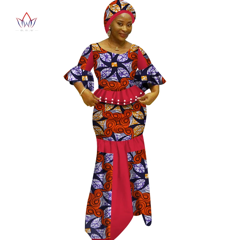 Комплект с юбкой в африканском стиле из двух предметов принтом воска Одежда для
