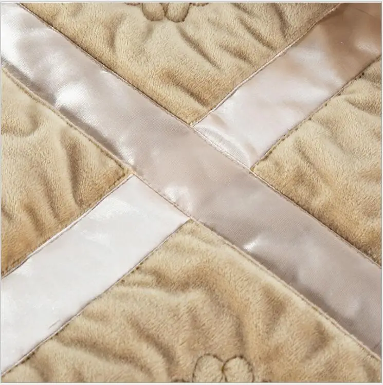 

New Soft Velvet Quilting Lace Bed Cover Beige Bedspread Bed Sheet Bed Cover Pillowcase Bedding Set