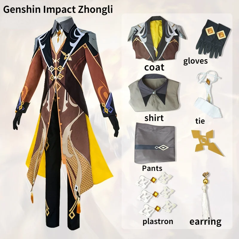 

Anime Game Genshin Impact Zhongli Cosplay Costume Zhong Li Cosplay Genshin Impact Cosplay Halloween Costume for Men Full Sets