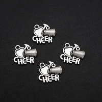 25pcslots 14x16mm antique silver plated cheerleader charms love to cheer pendants for diy jewelry creation bulk items wholesale