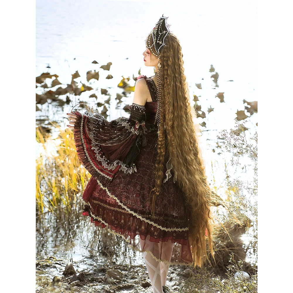 Japanese Gothic JSK Lolita Dress Plus Size Red Women Vintage Victorian Sleeveless Princess Tea Party Dress Summer Kawaii Clothes