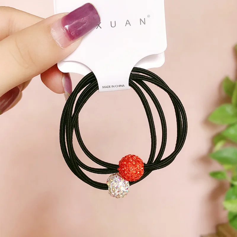 

5 Pcs Korean Scrunchies Women Hair Ties Elastic Rubber Bands Girl Crystal ball Head Accessories Handmade Wholesale