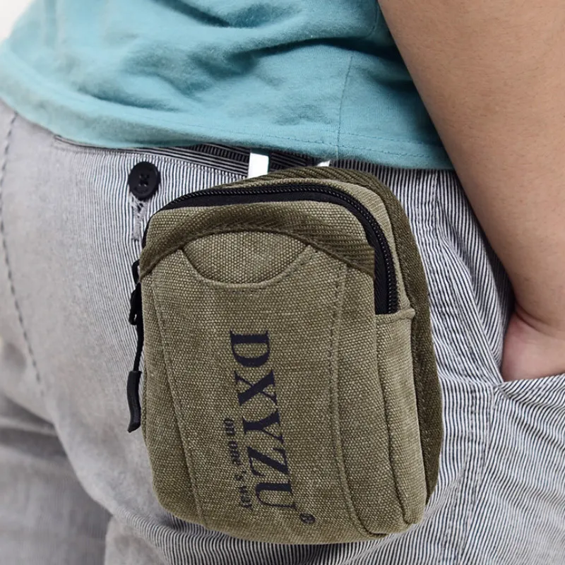 Мужская холщовая поясная сумка BISI GORO модная на пояс с буквенным принтом для