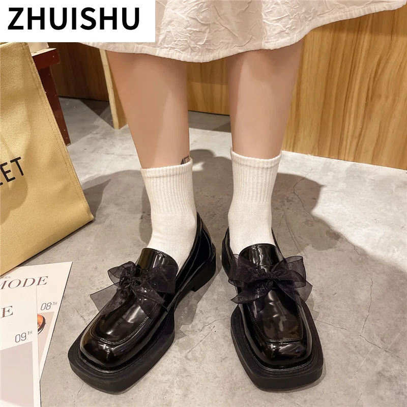 

Fashion Women's Pumps 2021 New Pearl Bow Shallow Mouth Casual Women's Shoes Comfortable Thick Bottom Leather Mary Jane Shoes