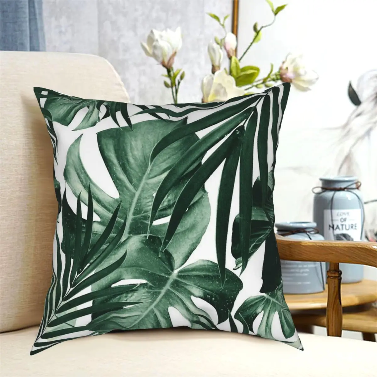 

Тропические листья джунглей квадратная Подушка Чехол из полиэстера с принтом на молнии декоративная подушка чехол для телефона