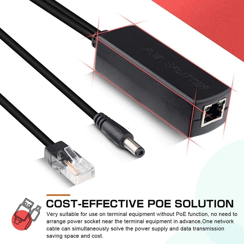 

48V to 12V POE Connectors 802.3af Compliant 1000Mbs Adapter Cable Splitter Injector Power Over Ethernet For Huawei / Hikvision