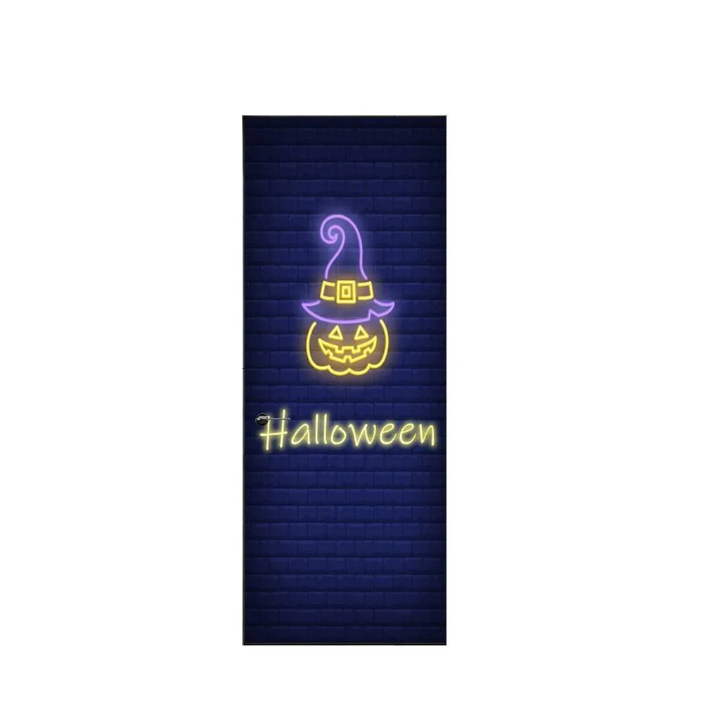 Наклейка на дверь Хэллоуин 2 шт. с рисунком тыквы фотография фотоплитка для