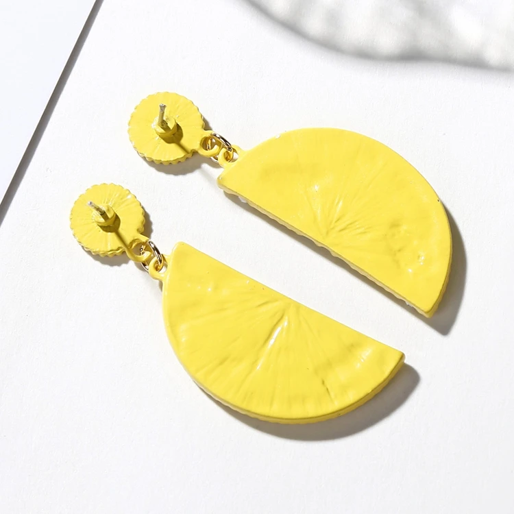 Новые акриловые серьги с лимоном 1 шт. индивидуальные осенне-зимние ювелирные