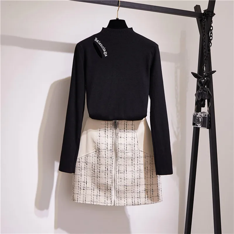 VERHELLEN корейский шик Вязанный свитер с буквенным принтом костюмы 2019 Осенний