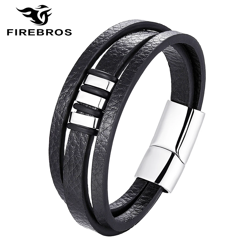 FIREBROS серебряный металлический браслет из нержавеющей стали с магнитной