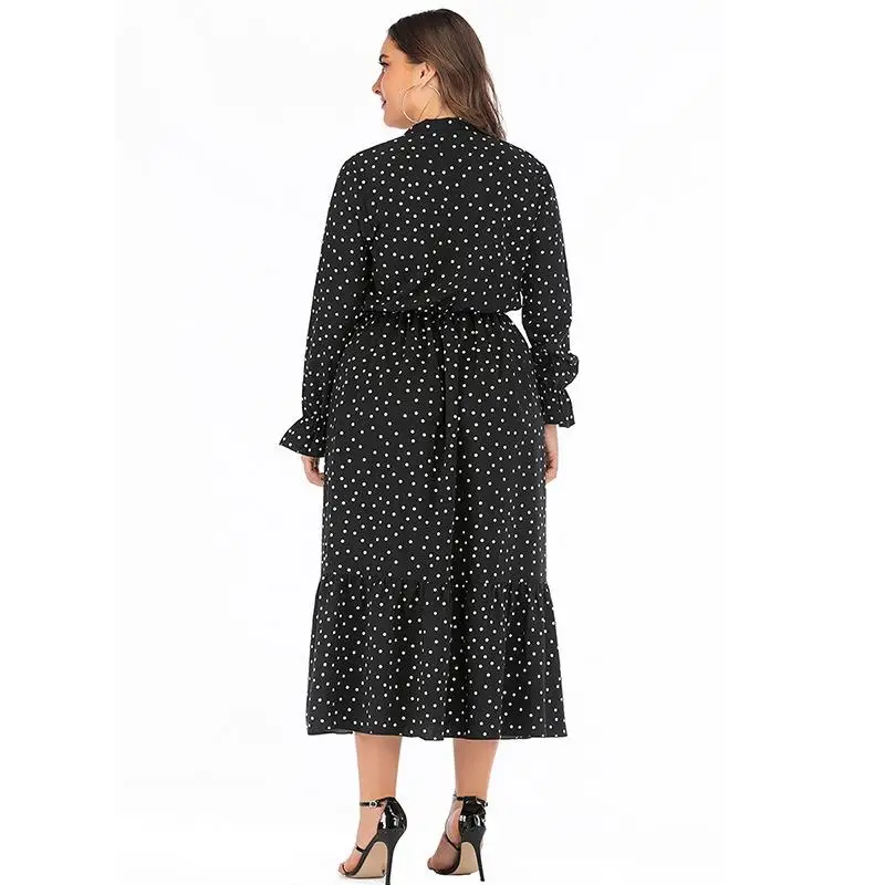 5xl 6xl длинное платье в горошек повседневное Пляжное Платье макси с длинным