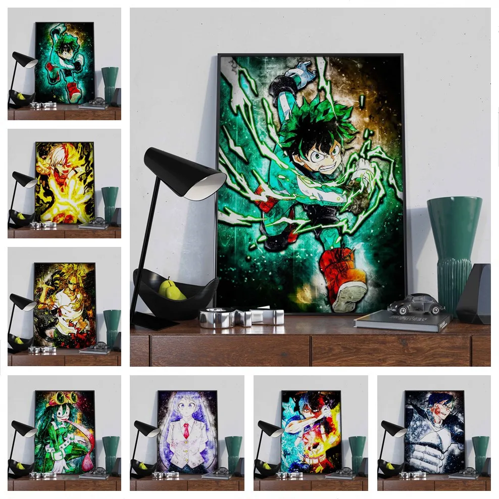 

Anime Figure My Hero Academia/Demon Slayer/Tokyo Ghoul Poster Waterco Decoration Art Painting Home Room Wall Decor Canvas Poster