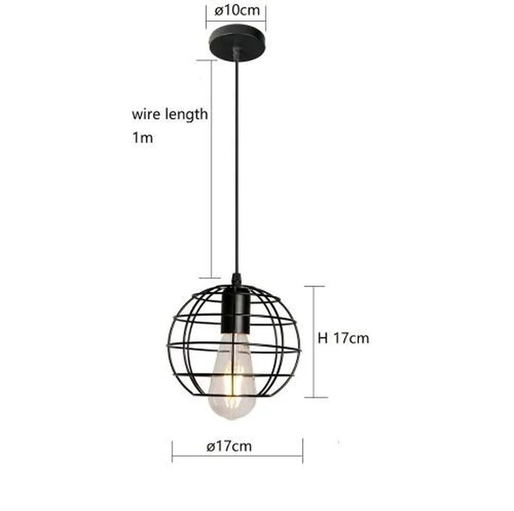 Черный Блеск Клетка Подвесные светильники Железный минималистский ретро