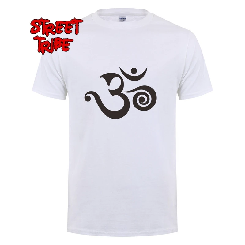 Летняя мужская футболка с символами искусства Аум коротким рукавом Ом мани падме