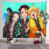demon slayer anime wall hanging tapestry kamado tanjirou and kamado nezuko background cloth agatsuma zenitsu polyester tapestry