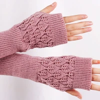 6 colors fingerless stretch warm mitten gloves winter knitted comfortable women arm crochet clothing gifts