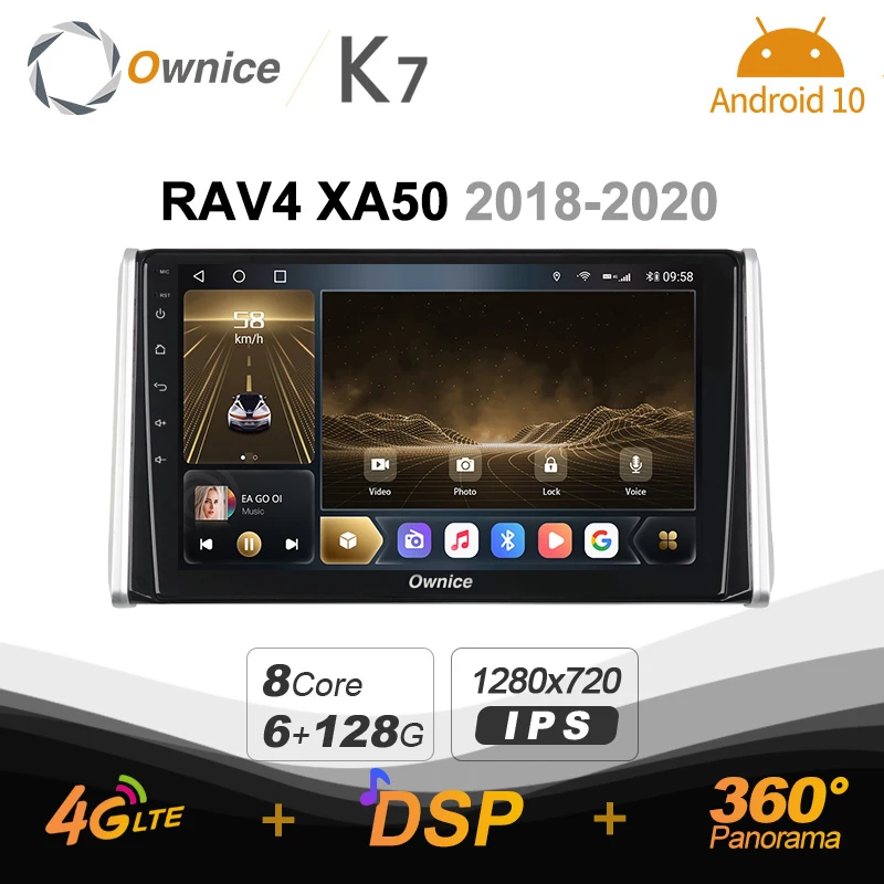 

Автомагнитола Ownice K7, Android 10,0, 2DIN, 6G + 2018G, SPDIF, коаксиальный, для Toyota RAV4, XA50 2020-360 4G LTE 128
