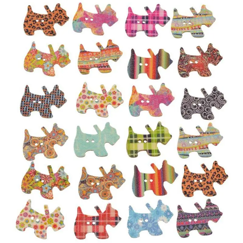 Смешанные деревянные пуговицы для пришивания в форме собаки 100 шт. | Дом и сад