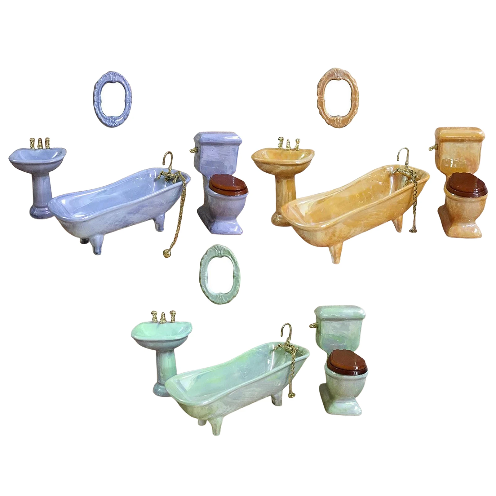 

4pcs 1/12 Dollhouse Bathroom Furniture Set Closestool Sink Accessories