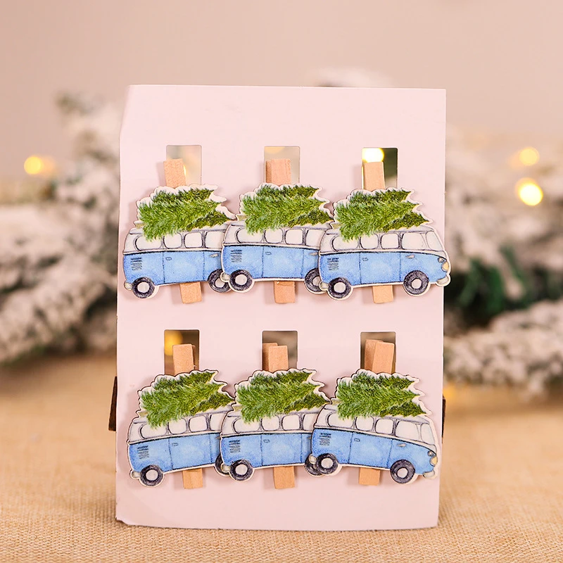 Рождественская деревянная мультяшная клипса аксессуары для украшения