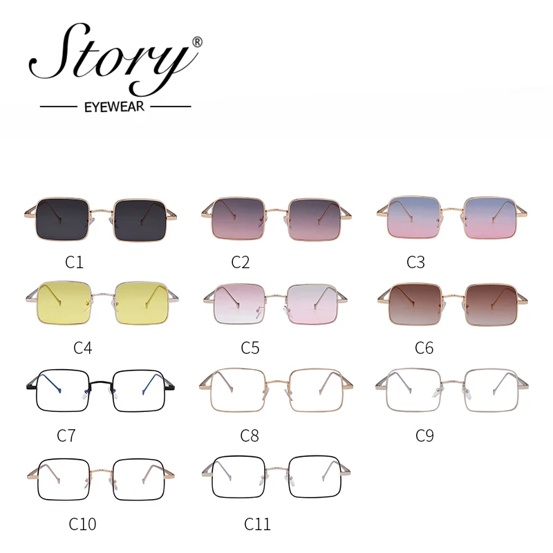 Квадратные Солнцезащитные очки STORY S6297 для мужчин и женщин винтажные маленькие