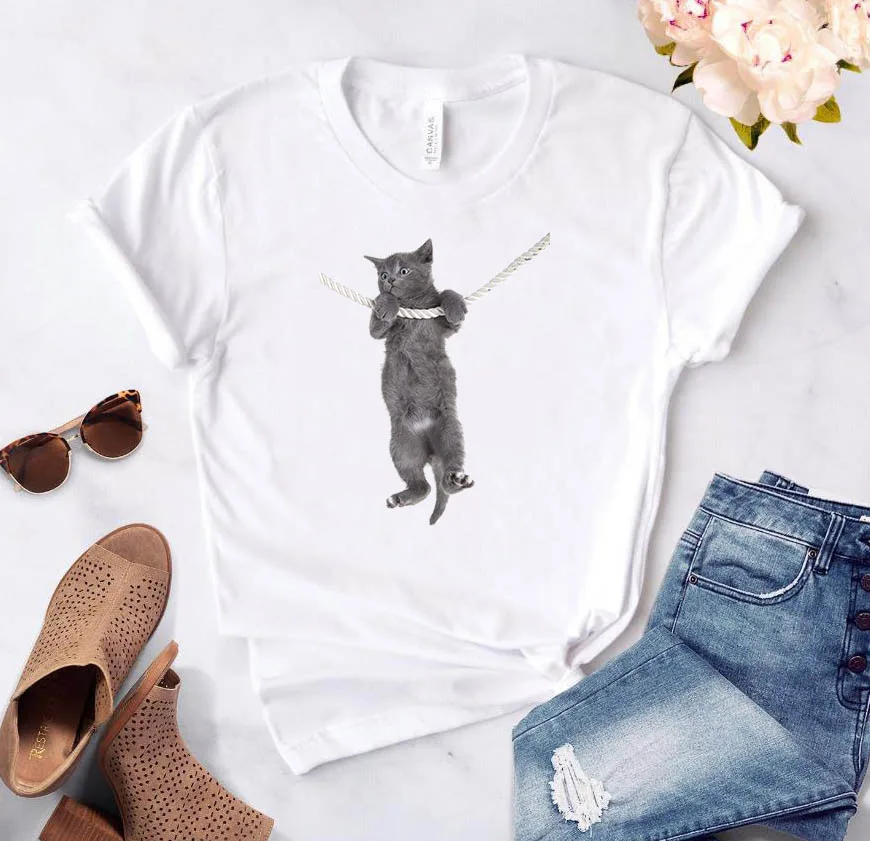 

Cat T-shirts Woman Women's Clothing Summer 2021 Women-clothing With Short Sleeves Off White Shirt Sleeve Anime Tshirt Tops Kawai