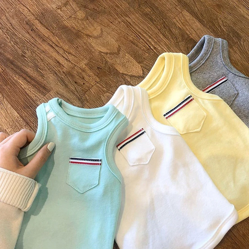 

Summer Thin Pet Vest Teddy Solid Color Pullover Puppy Breathable Home Clothes Fashion Dog Two-legged Clothes XS-XL