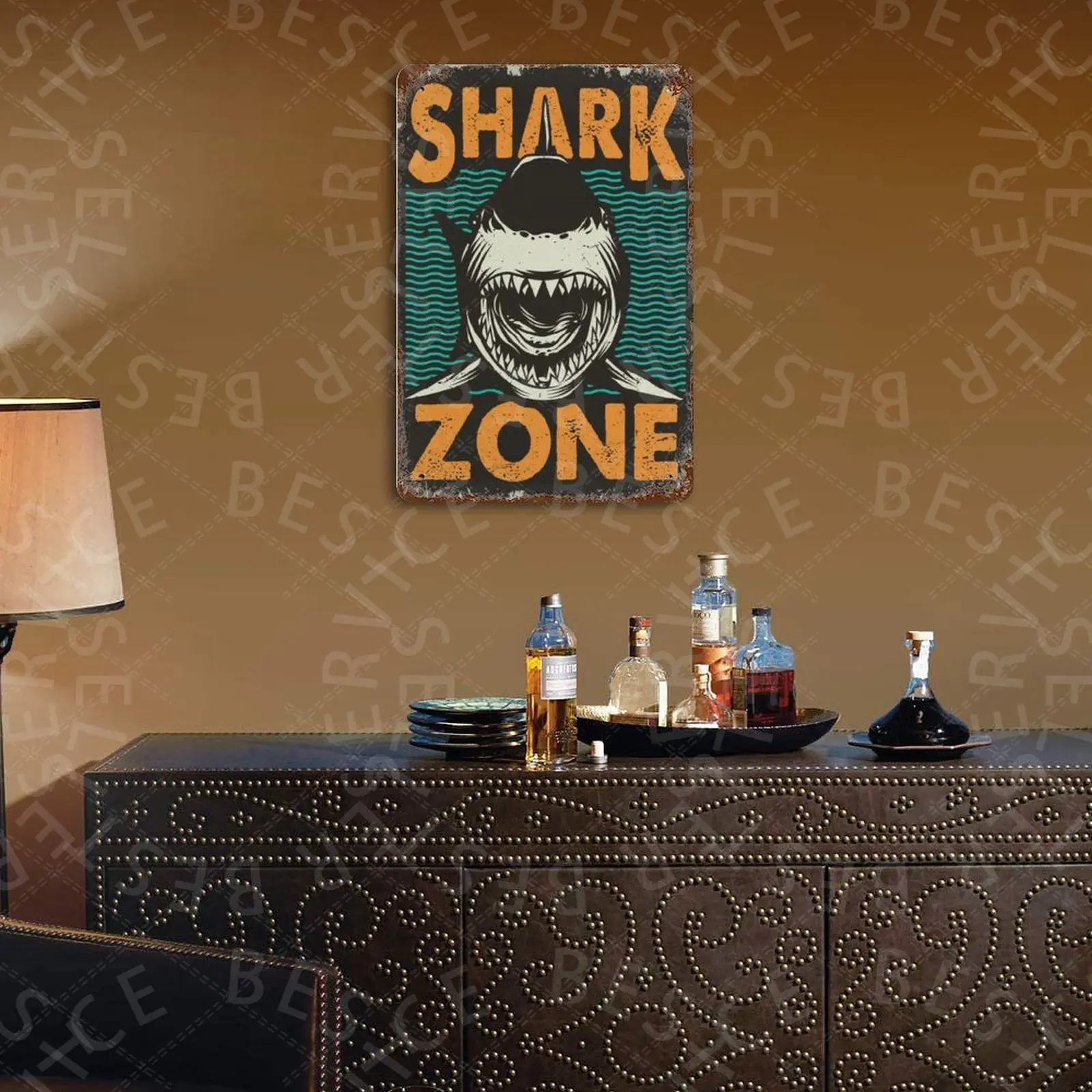

Vintage Shark Poster Vintage Plaque Sign Bar Home Wall Decor Signs Retro Metal Poster Tin Sign Man Cave Pub kitchen Plates