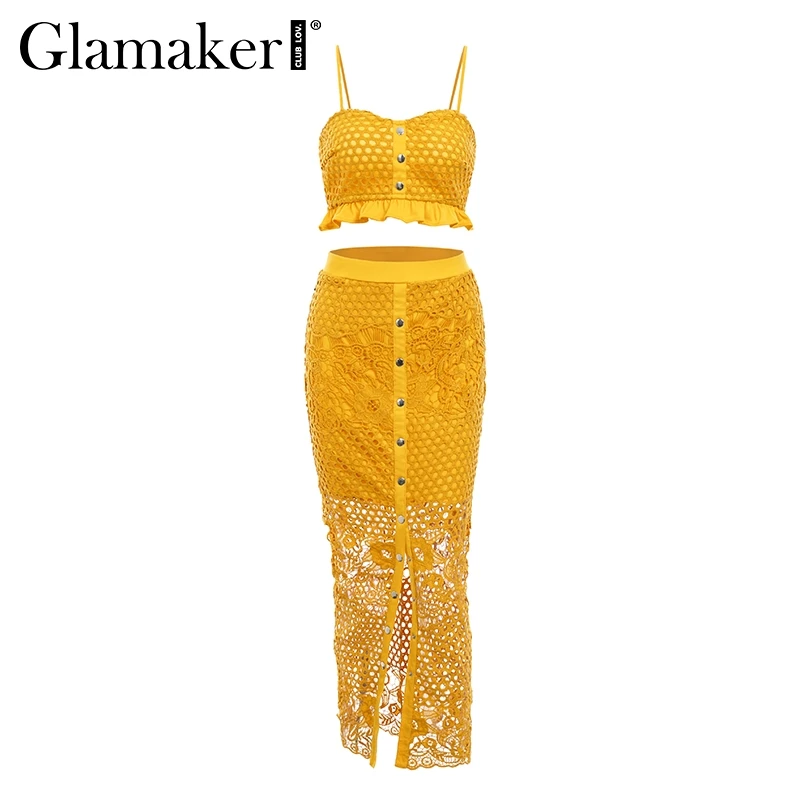 Glamaker Разделение-апом, просвечивающее сексуальное длинное платье Для женщин с рюшами и цветами, кружевное синее платье элегантные летние пляжные облегающие длинные вечерние Клубное платье