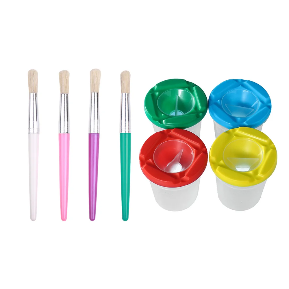 

8pcs Chalk Wash Bucket Pen Wash Cups Paint Brush Non-Spill Art Brush Pot Tool Set School Stationery Supplies
