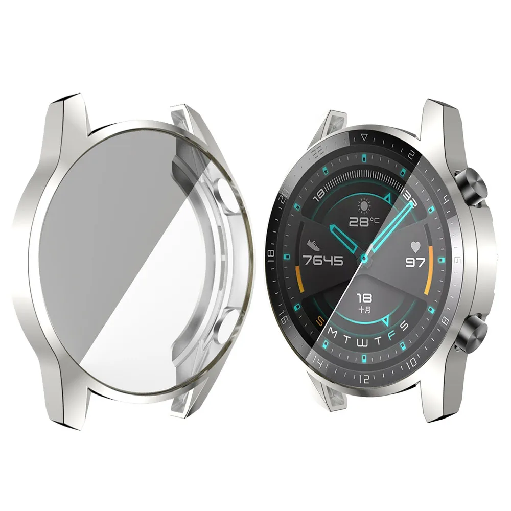 silver Совместимость с huawei Watch GT2 46 мм полный чехол с встроенной защитной пленкой - Цвет: silver