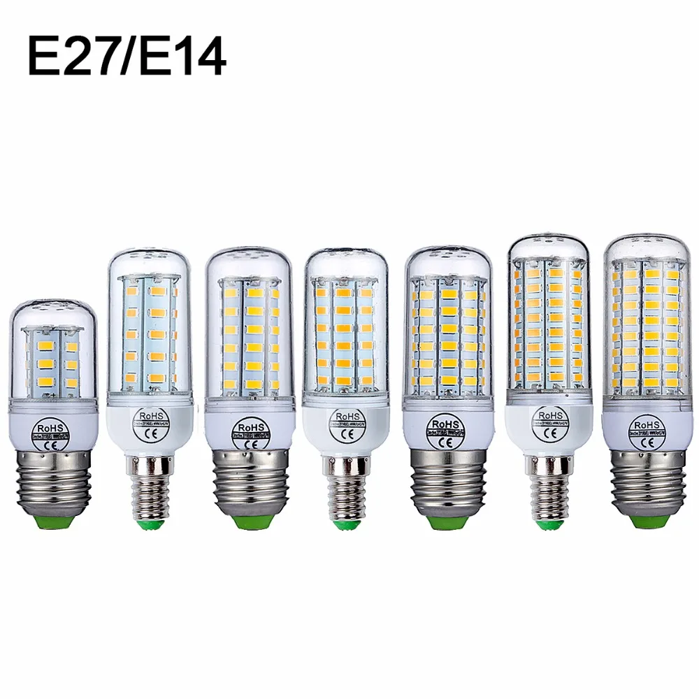 E27 светодиодная лампа E14 Светодиодная SMD5730 220 В кукурузная 24 36 48 56 69 72 светодиоды