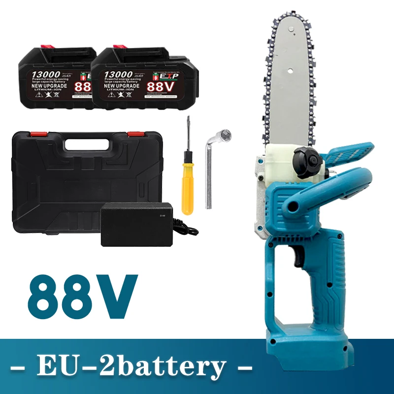 

8inch Electric Chainsaw Bracket Cordless Chain Saw Wood Cutter Cutting Machine Woodwork Tools With 88V 13000 mAh Makita Battery