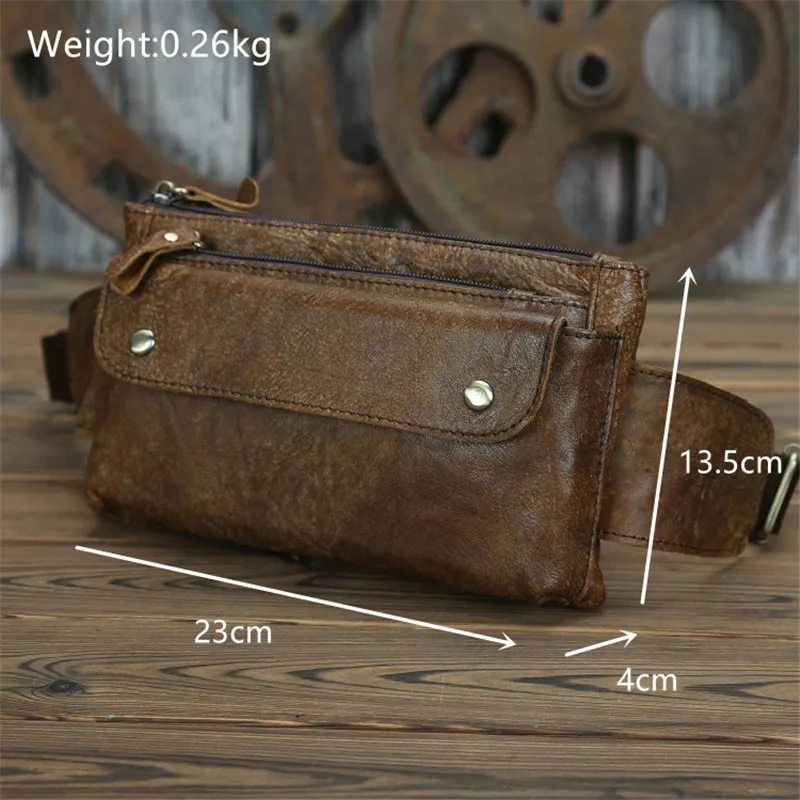Fashion Quality Genuine Leather Waist Bag Men Waist Pack Crossbody Bag Fanny Pack Belt Bag Men Zipper Chest Bag For Phone Pouch