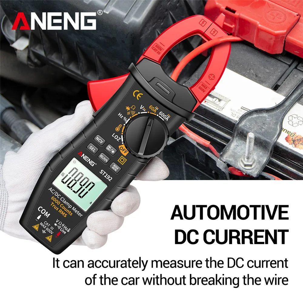 

ANENG ST192 Digital Clamp Meters Multimeter AC/DC Current 60A/600A Tester 6000 Counts True RMS Capacitance NCV Ohm Hz Transistor