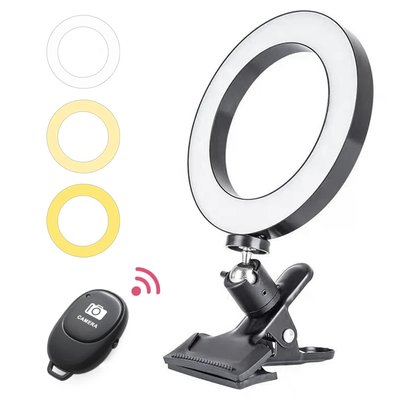Anel de Luz com Braçadeira Selfie para Iluminação de Fotografia Vídeo-conferência Pode Escurecido Bluetooth-compatível 10in Lâmpada Youtube 26cm Led Ser
