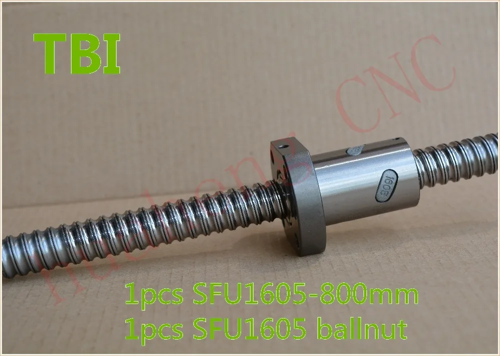

TBI ball screw 16mm RM1605 SFU1605 ball screw 800mm with 1605 ball nut CNC DIY Carving machine 1pcs