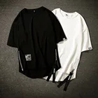 Футболка мужская в полоску, модная рубашка в стиле панк, с круглым вырезом и коротким рукавом, уличная одежда в стиле ретро, черный белый цвет, на лето