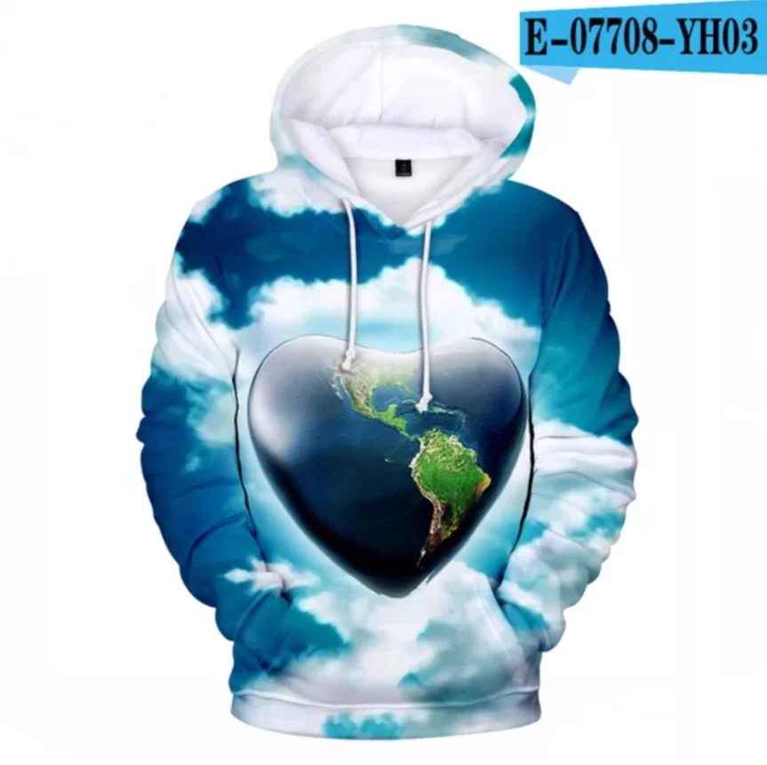 

New 3D Printed The earth Hoodies Mother Earth Day Hoodie Protect the earth Men/women Long Sleeve tops Cartoon Pullovers Autumn
